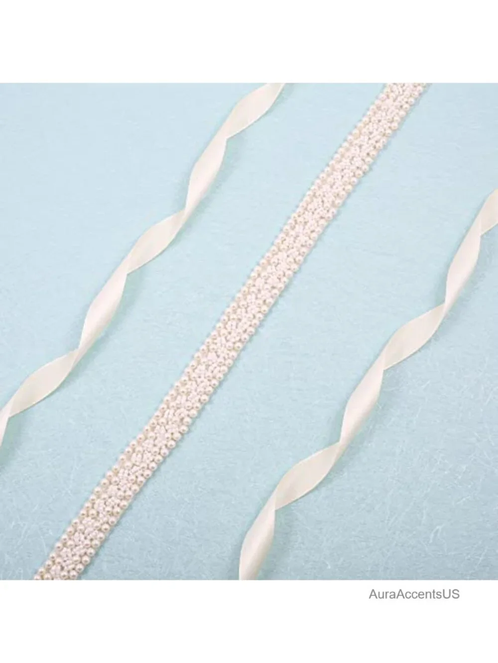 Handmade Pearl and Rhinestone Bridal Wedding Sash Belt